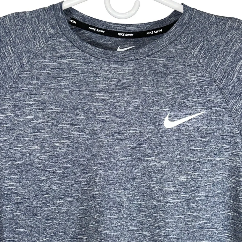 Nike Swim Mens Dri-FIT Heather Long Sleeve Rash Guard Blue NESSA590-440 M New